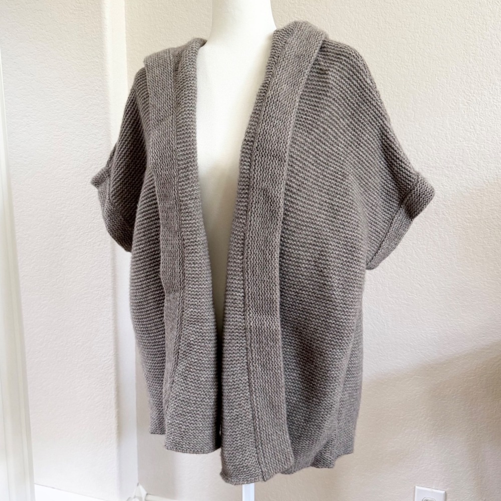 Magaschoni Wool Yak Hooded Open Front Cardigan Size 1 Oversized Hygge Earthy